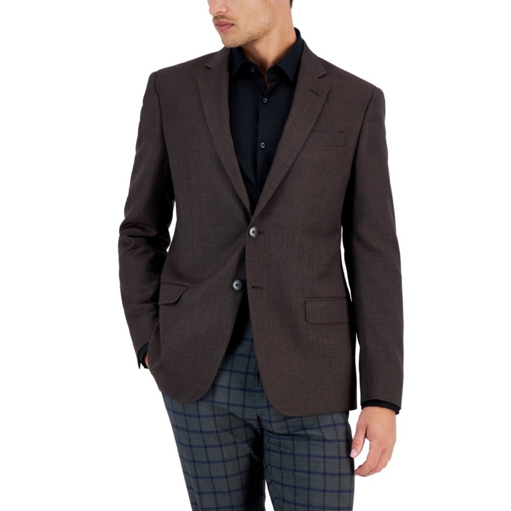 NWT Calvin Klein wool brown blazer coat extreme slim fit 44
